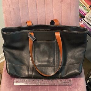 Coach Black and Brown Leather Tote Bag
